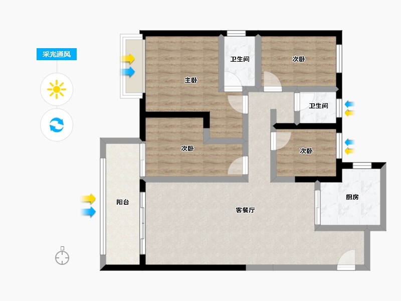 四川省-成都市-海伦堡玖悦府-89.55-户型库-采光通风