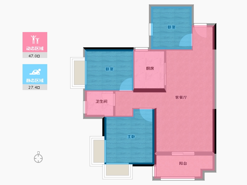 广东省-珠海市-展科花园-66.40-户型库-动静分区