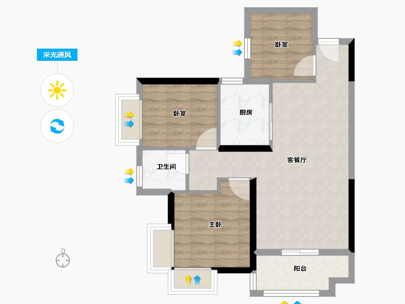 广东省-珠海市-展科花园-66.40-户型库-采光通风