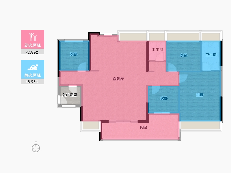 上海-上海市-中铁建·信达·花语天宸-113.61-户型库-动静分区