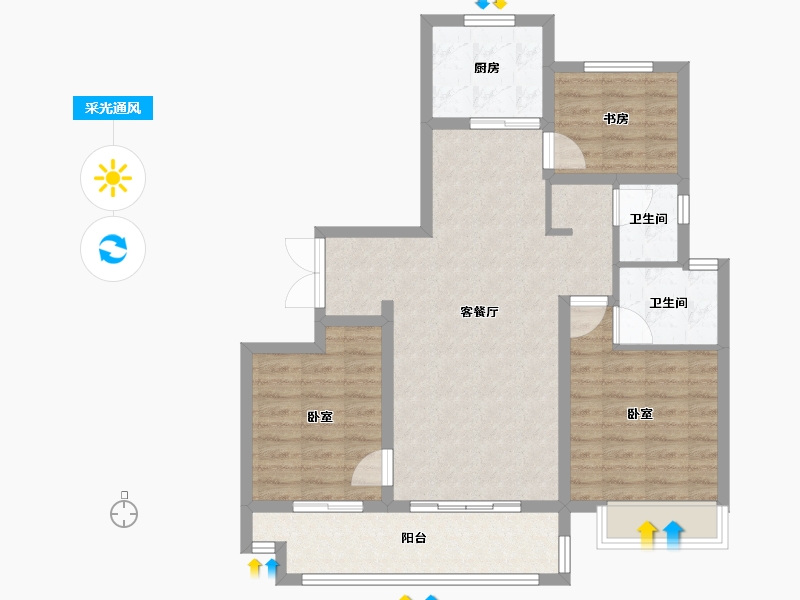 山东省-济宁市-济宁华侨城·运河1283·云水岸-88.00-户型库-采光通风