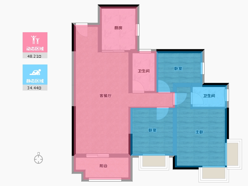 广东省-珠海市-展科花园-72.70-户型库-动静分区