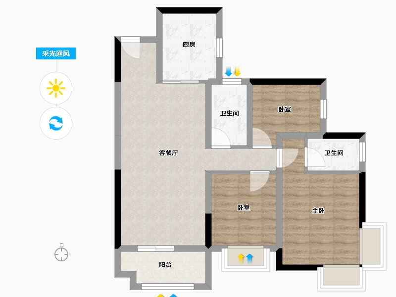 广东省-珠海市-展科花园-72.70-户型库-采光通风