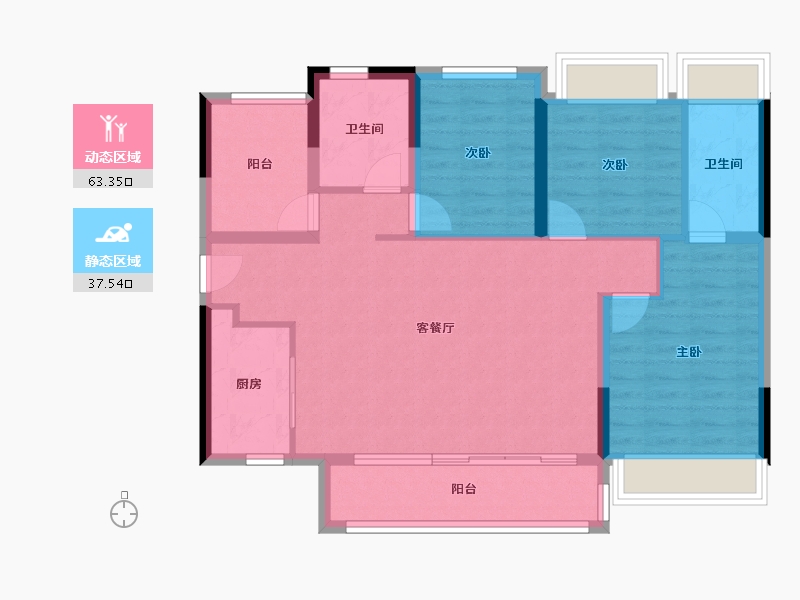 广东省-佛山市-高明碧桂园花城荟-90.43-户型库-动静分区