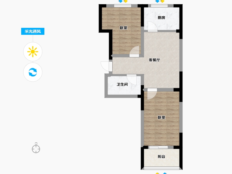 山东省-济南市-瑞欣花园-53.98-户型库-采光通风