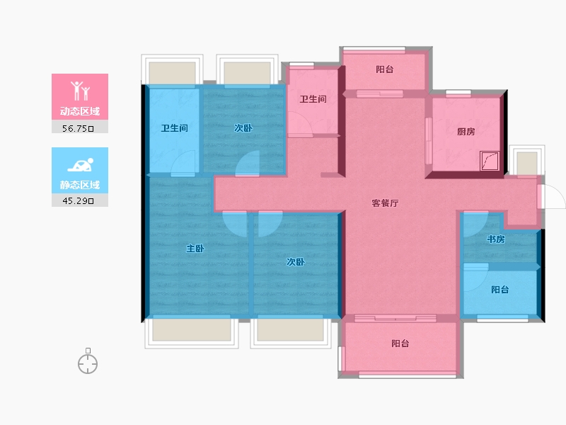 广东省-佛山市-美的海伦堡云湾府-89.89-户型库-动静分区