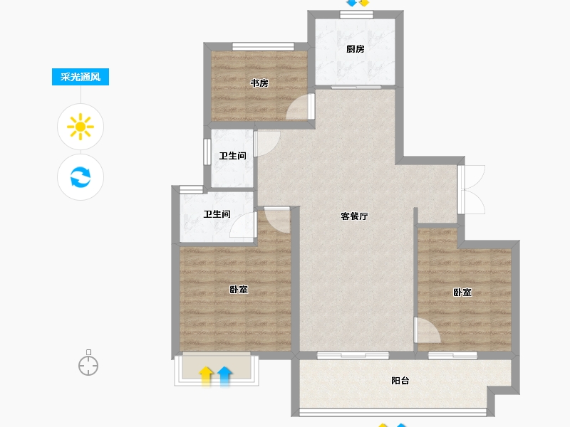 山东省-济宁市-济宁华侨城·运河1283·云水岸-88.00-户型库-采光通风