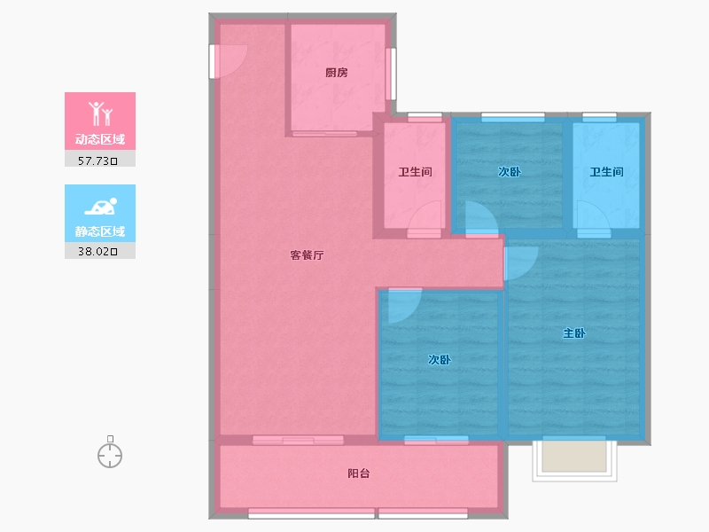 四川省-成都市-海伦堡玖悦府-85.60-户型库-动静分区