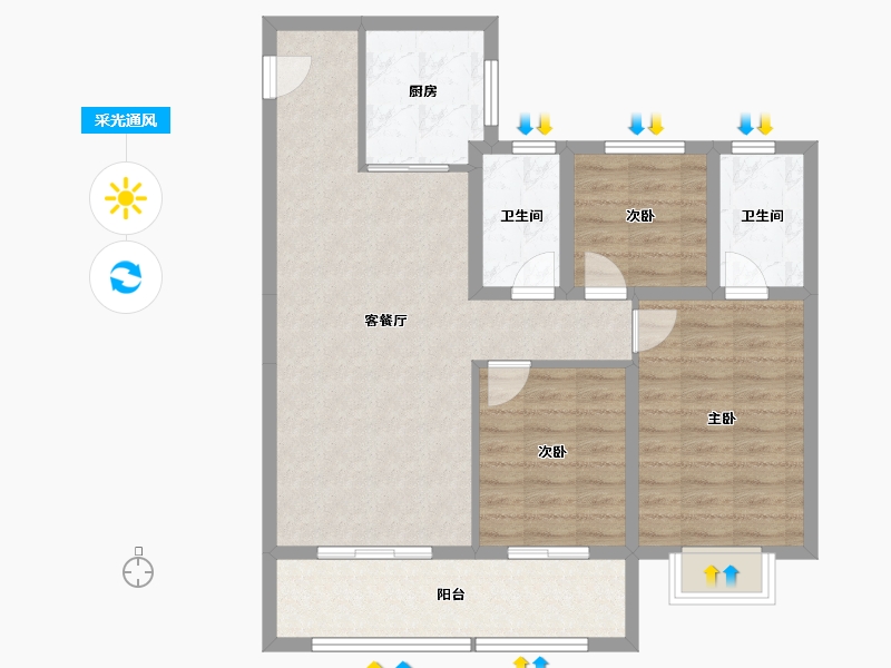 四川省-成都市-海伦堡玖悦府-85.60-户型库-采光通风