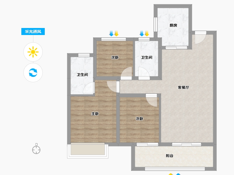 四川省-成都市-海伦堡玖悦府-77.99-户型库-采光通风