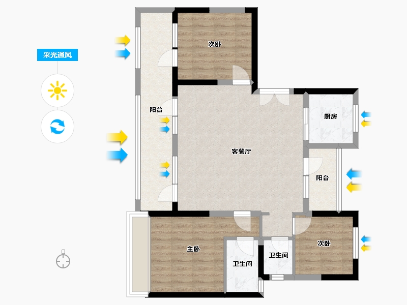 山东省-烟台市-滨湖万丽-102.00-户型库-采光通风