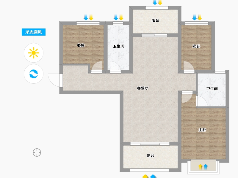 山西省-晋城市-康馨佳园-92.06-户型库-采光通风