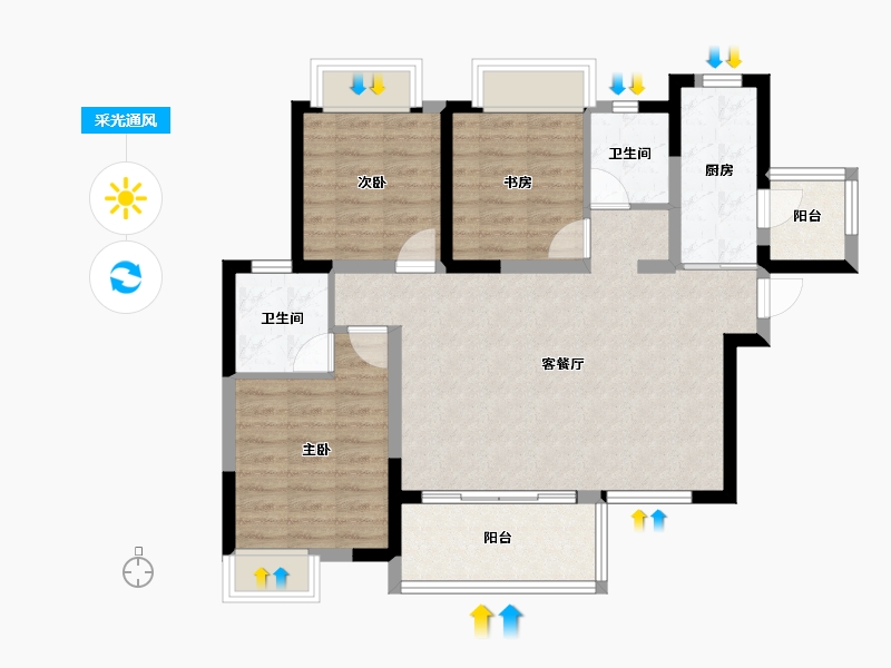 四川省-成都市-人居玺云府-84.60-户型库-采光通风