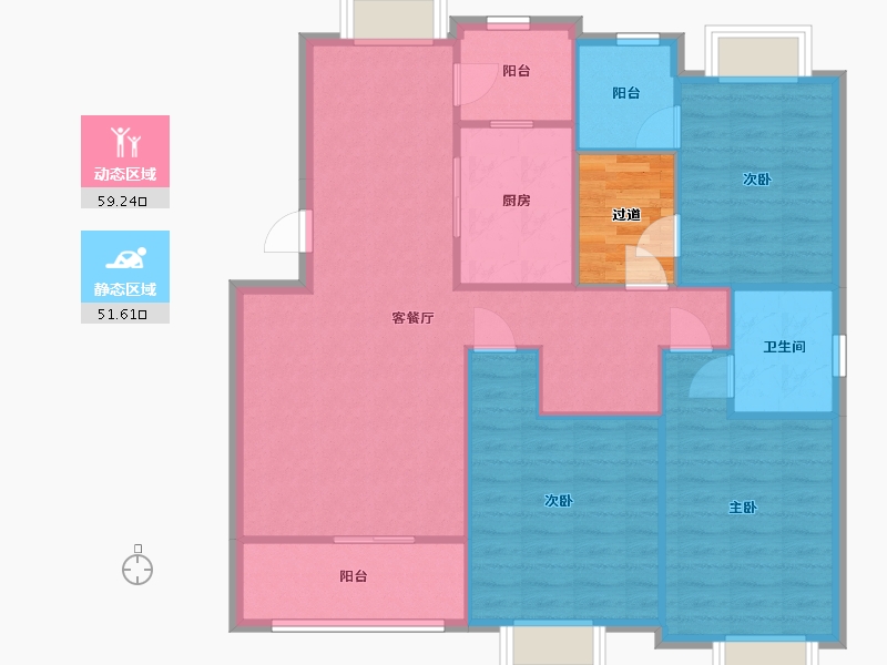 上海-上海市-东方城市花园-107.00-户型库-动静分区