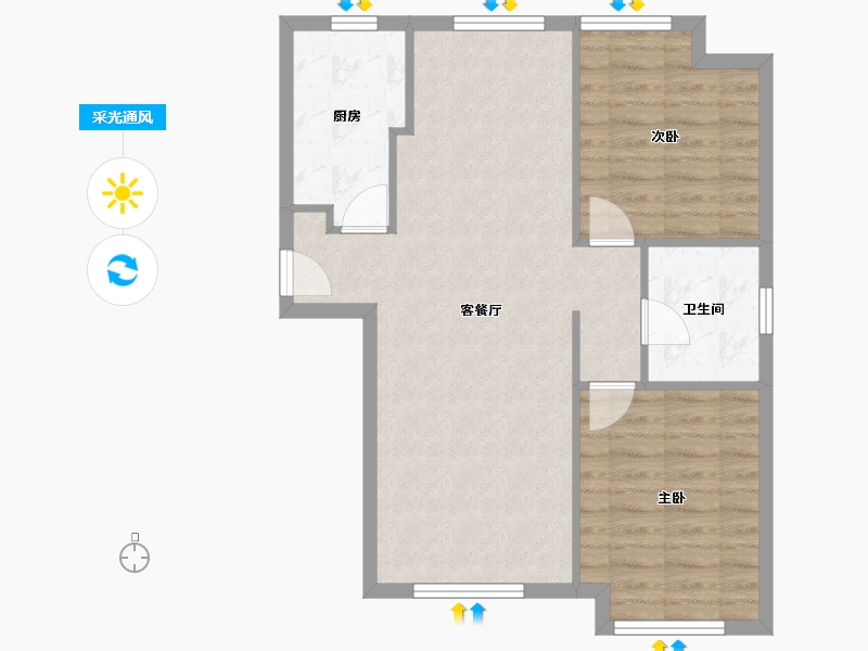 河北省-廊坊市-嘉都小区-75.12-户型库-采光通风