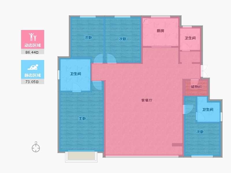 天津-天津市-绿城·柳岸晓风-145.77-户型库-动静分区