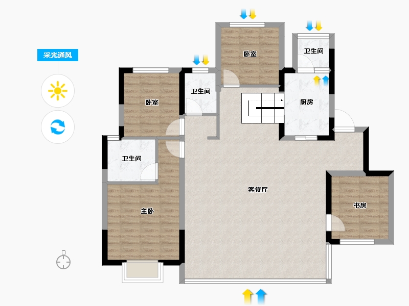 四川省-成都市-华润置地时代嘉玺-114.85-户型库-采光通风