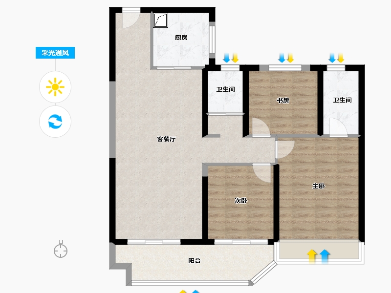 江苏省-宿迁市-碧桂园翘楚棠-93.00-户型库-采光通风