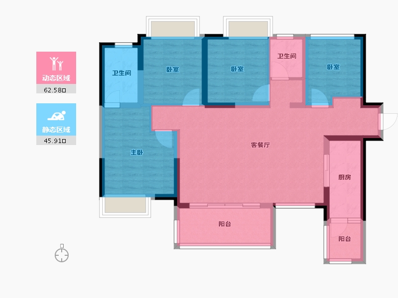 四川省-成都市-人居玺云府-96.49-户型库-动静分区