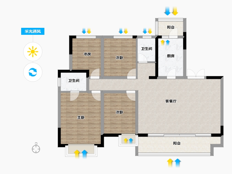 四川省-成都市-人居玺云府-113.06-户型库-采光通风