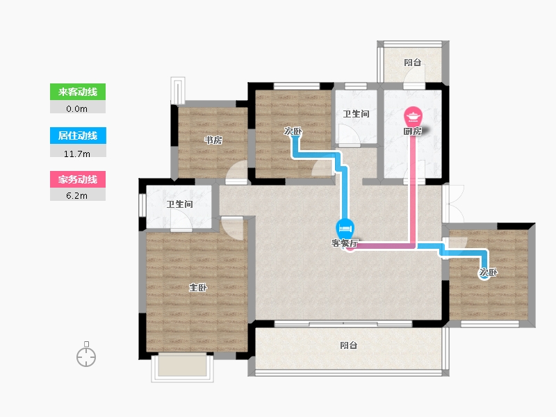 四川省-成都市-人居玺云府-105.01-户型库-动静线