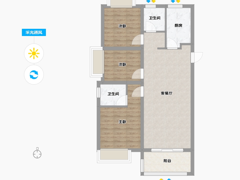 上海-上海市-浦开仁恒金桥世纪-89.00-户型库-采光通风