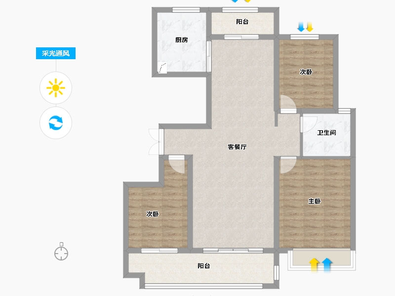 山东省-临沂市-君悦燕园-100.40-户型库-采光通风