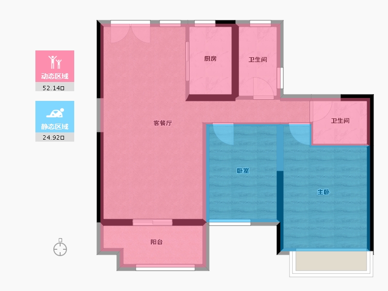 湖南省-常德市-桃源·东方明珠小区-115.00-户型库-动静分区