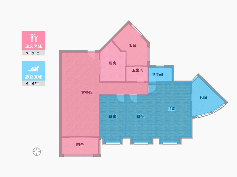 陕西省-汉中市-桃源居(西环路)-128.30-户型库-动静分区