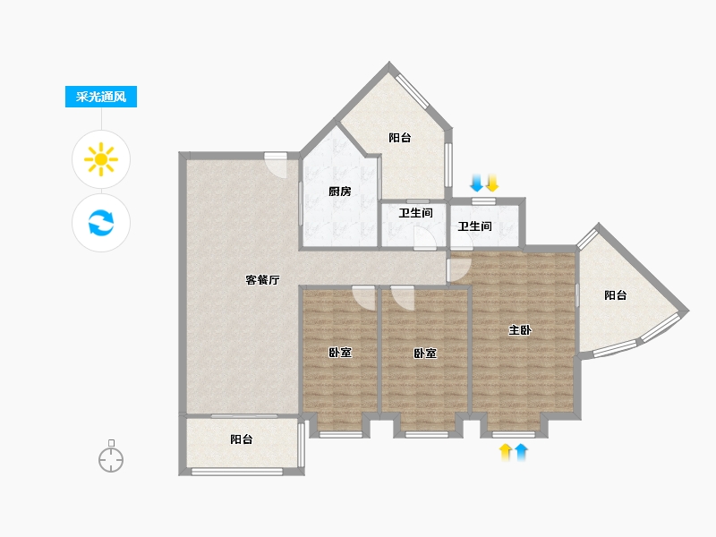 陕西省-汉中市-桃源居(西环路)-128.30-户型库-采光通风