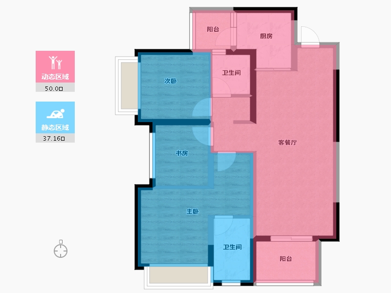 四川省-成都市-人居玺云府-76.73-户型库-动静分区