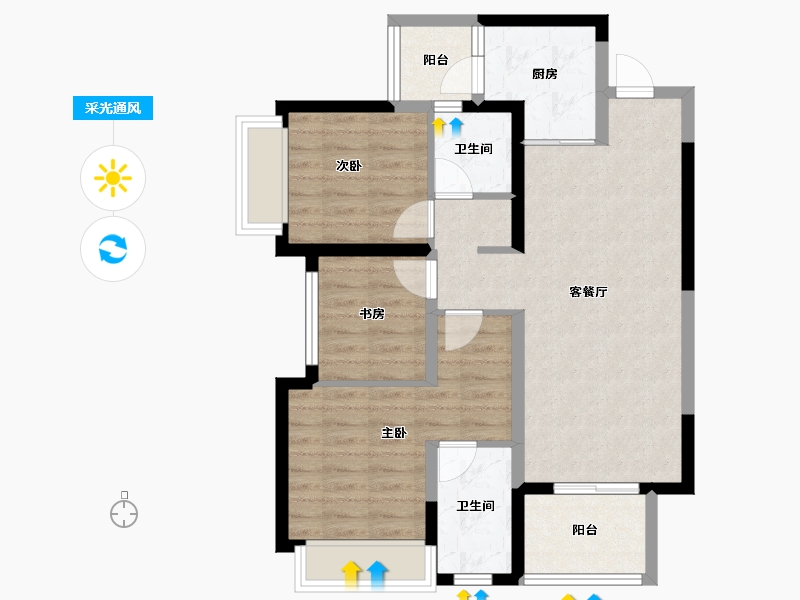 四川省-成都市-人居玺云府-76.73-户型库-采光通风