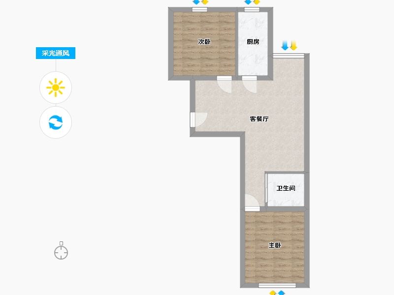 北京-北京市-景泰西里-西区-65.32-户型库-采光通风