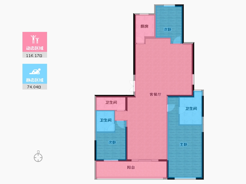 江苏省-无锡市-云玺-174.40-户型库-动静分区