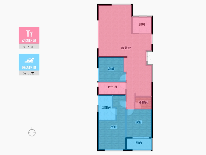 江苏省-无锡市-云玺-130.40-户型库-动静分区