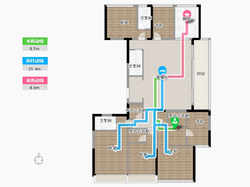 浙江省-杭州市-观翠揽月轩-196.75-户型库-动静线