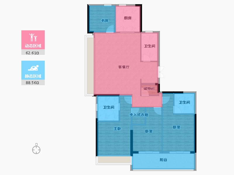 浙江省-杭州市-观翠揽月轩-137.60-户型库-动静分区