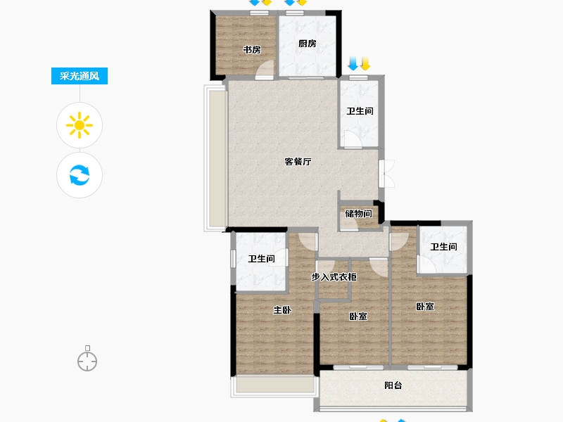 浙江省-杭州市-观翠揽月轩-137.60-户型库-采光通风