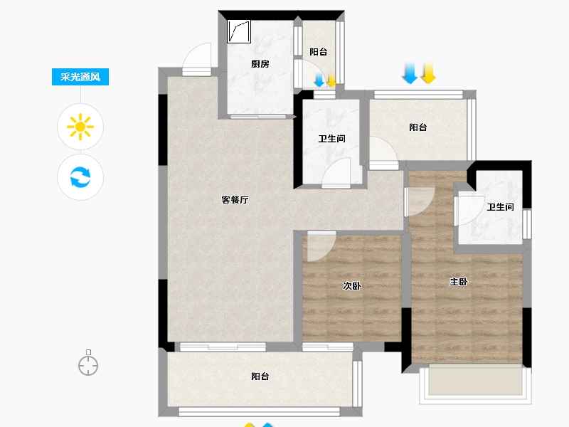 贵州省-遵义市-太东天骄一品-71.21-户型库-采光通风