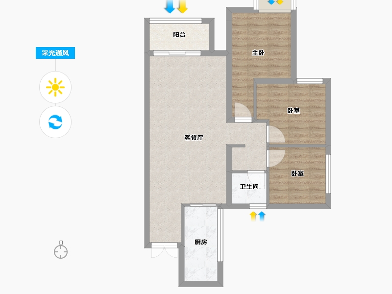 四川省-乐山市-峨眉·华瑞城-69.04-户型库-采光通风