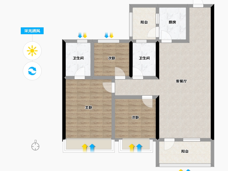 山东省-菏泽市-碧桂园·铂悦城-94.00-户型库-采光通风