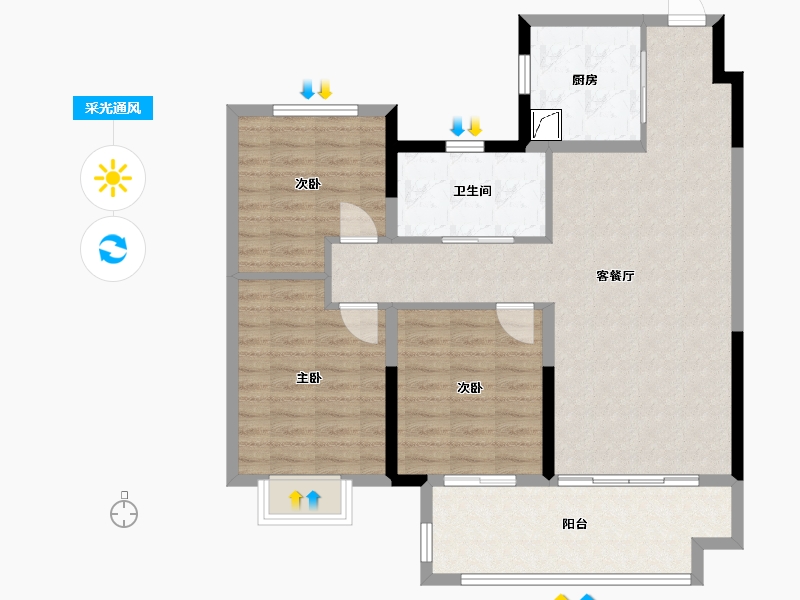 安徽省-阜阳市-新城云昱东方-97.00-户型库-采光通风