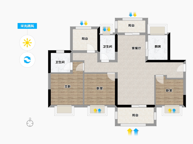 广东省-江门市-江门碧桂园凤凰城-91.20-户型库-采光通风