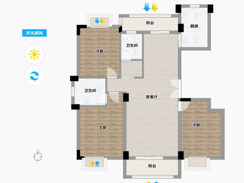 湖北省-咸宁市-九龙郡-106.00-户型库-采光通风