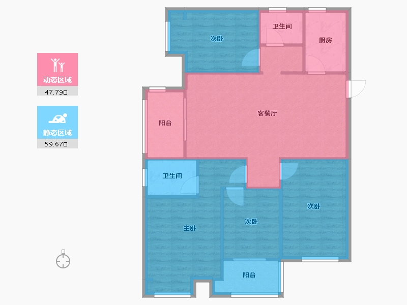 河南省-郑州市-汇泉城2号院-95.00-户型库-动静分区