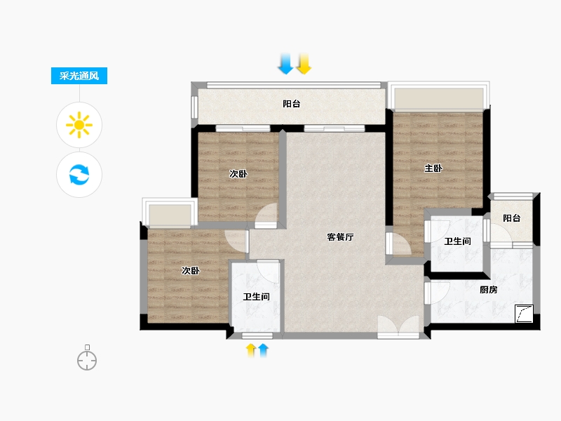 重庆-重庆市-江北嘴公园里-95.00-户型库-采光通风