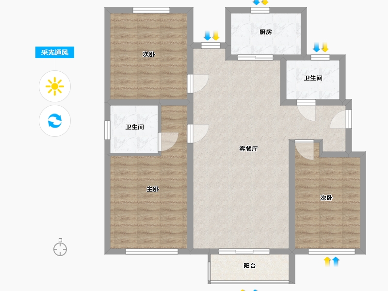 河北省-廊坊市-东方丽城-100.00-户型库-采光通风