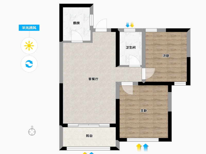 安徽省-蚌埠市-禹泽园-69.00-户型库-采光通风