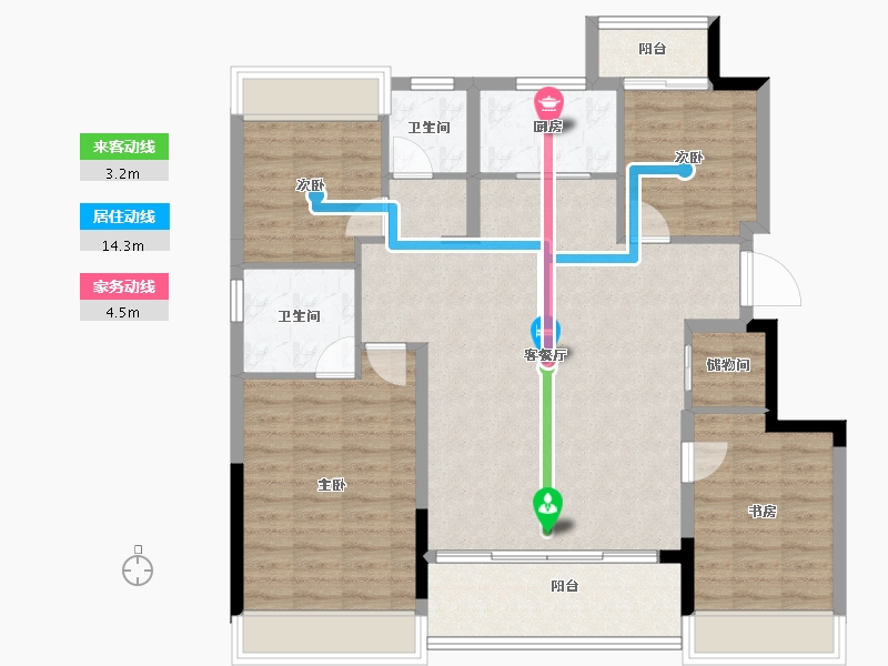 浙江省-杭州市-桃李望湖-109.25-户型库-动静线