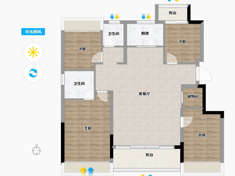 浙江省-杭州市-桃李望湖-109.25-户型库-采光通风